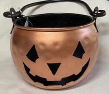Moonlight Manor 4.5 x 7.5 inches Metal Copper BUCKET JACK O LANTERN NWT