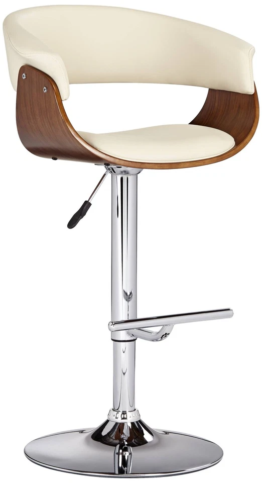 Walnut Swivel Bar Stool 33" High Modern Cream Cushion for Kitchen Counter Island - Image 2 of 4