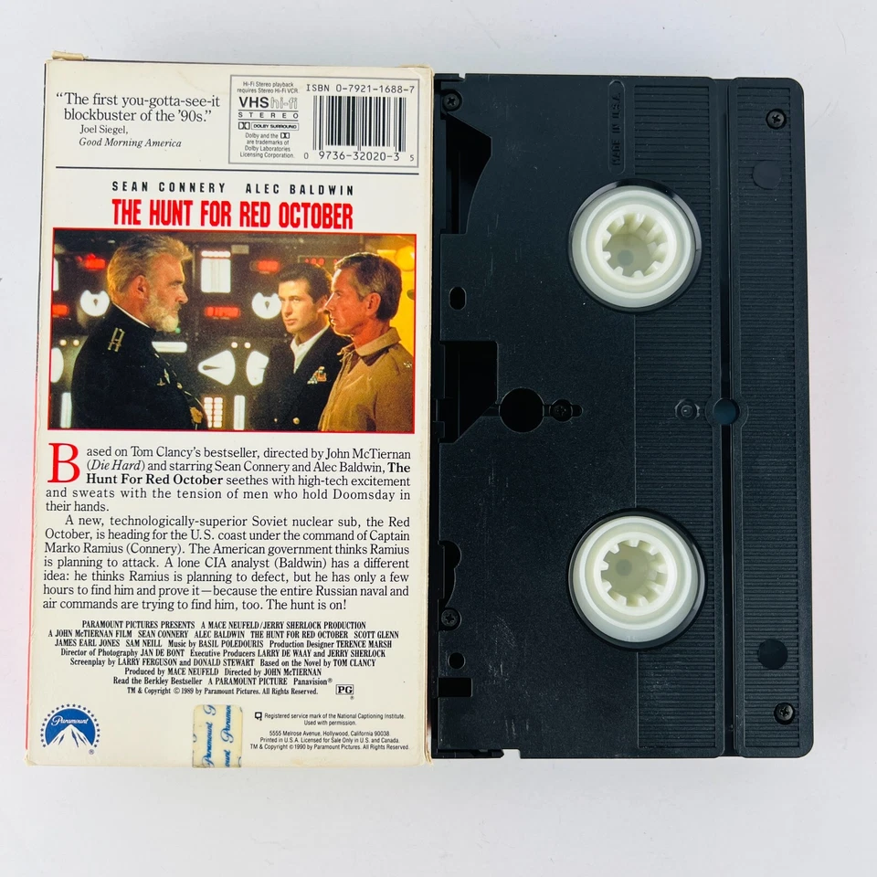 The Hunt for Red October VHS Video Tape (Red Label Early Release Edition) ~RARE Foto 2 de 4