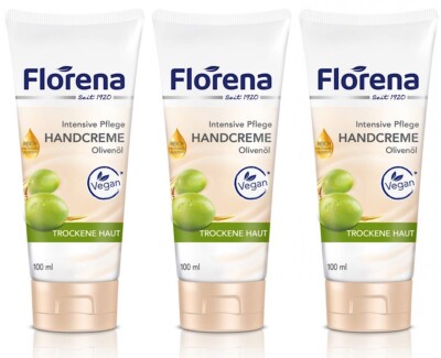   Florena Handcreme mit Olivenöl intensive Pflege trockene Hände 3x 100ml  
