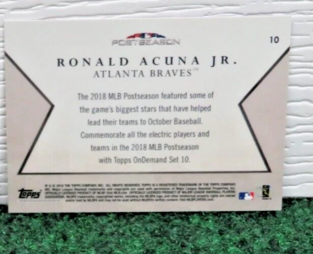 RONALD ACUNA Jr. - RC- 2018 Topps On Demand Postseason #10- Braves - Image 2 of 2
