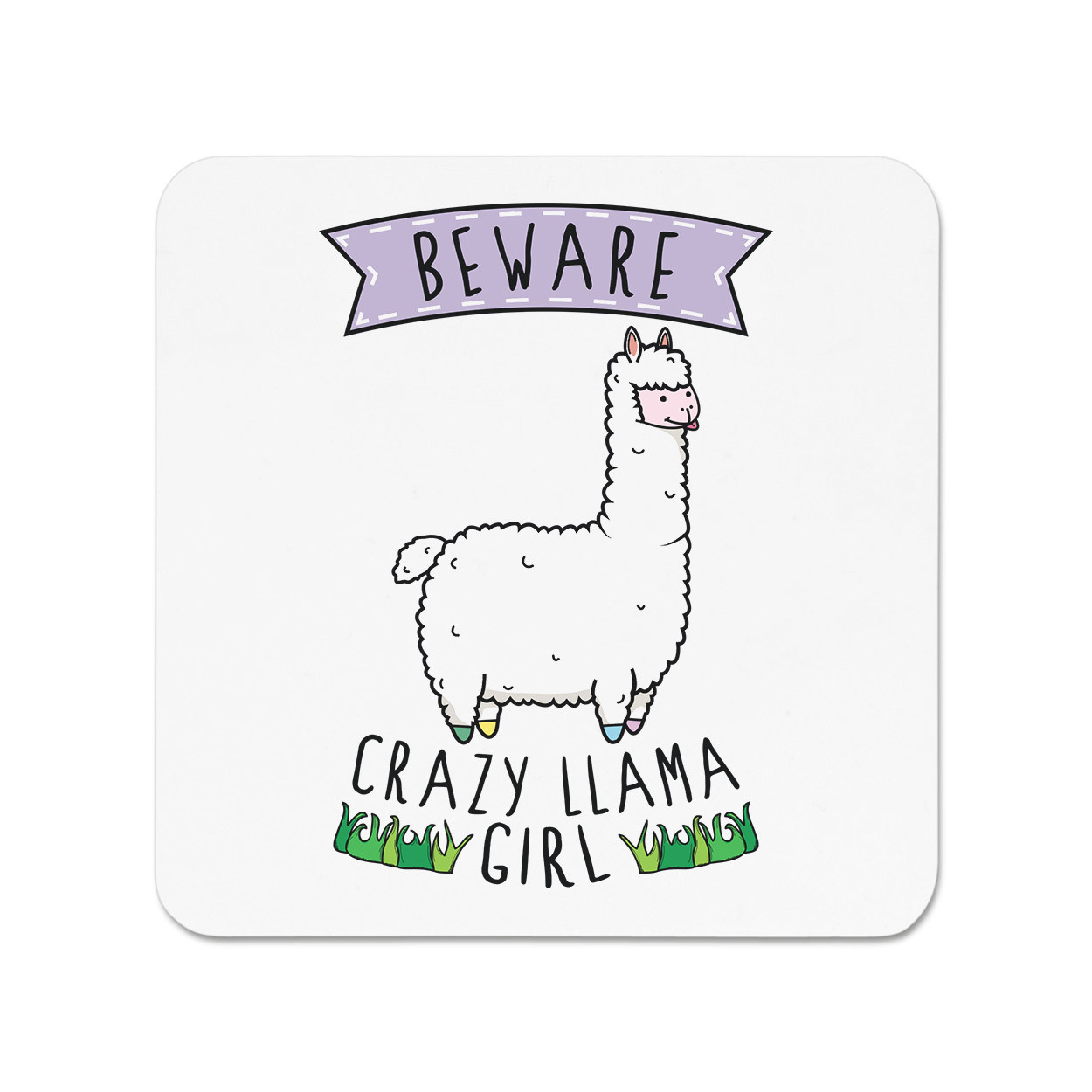 Beware Crazy Llama Girl Fridge Magnet - Funny Alpaca Animal Pet