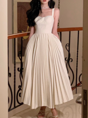 Summer Pleated Midi Dresses Spaghetti Straps Sleeveless High Waist A-line Dress | eBay Summer Pleated Midi Dresses Spaghetti Straps Sleeveless High Waist A-line Dress | eBay