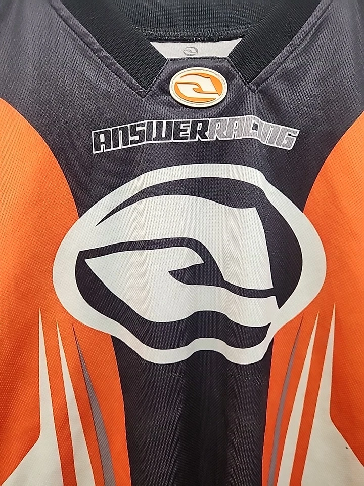 *Answer Racing Motocross Longsleeve Size Large Orange Black White Padded Elbows* - Image 2 of 4