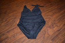 K5- NWT Old Navy Black Ruched Deep V-Neck One-Piece Swimsuit Size Women's Medium