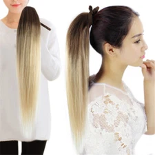  Ombre Straight One Hairpiece Ponytail 100% Real Remy Human Remy Hair Extensions
