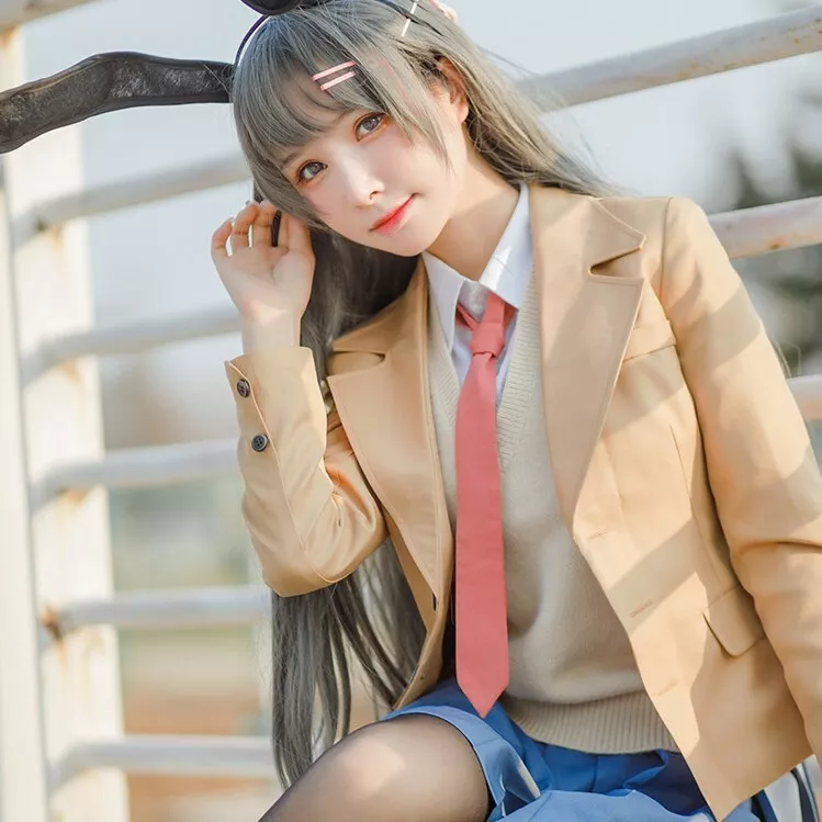 Seishun Buta Yarou Series Sakurajima Mai Anime Cosplay Halloween JK Uniform