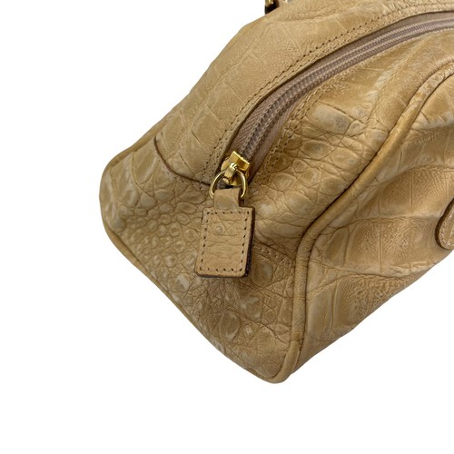Sac à main vintage Tanner Italie cuir beige croc gaufré classique - Photo 9/12