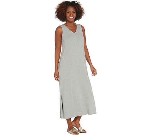 Cozy Knit Maxi Dress Heather Grey Color 