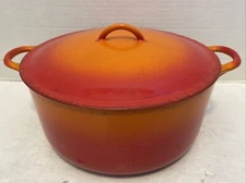Vintage/Pre-Owned*Descoware Flame Orange 5 qt. Enamel Dutch Oven*Belgium