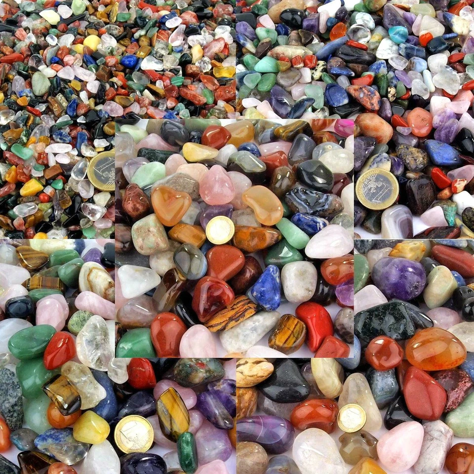 WUNDERSTEIN24 bunte Trommelsteine Mix aus aller Welt A - Qualität alle Größen von XXS - XXL p