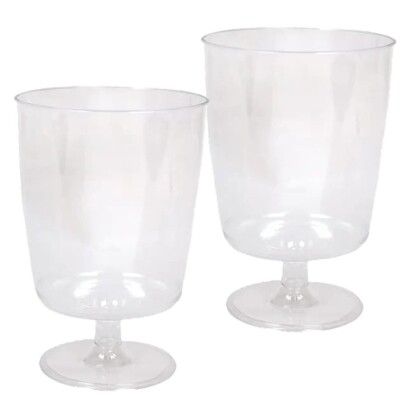 10 Pieces Elegant Plastic Wine Glasses Footed 8 oz Drinking Cups For Parties