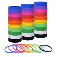 Unisex 100 PCS Thin Silicone Bracelets Elastic Rubber Wristband Party Favors