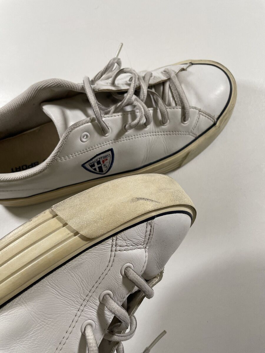 Vtg 90s Polo Sport Ralph Lauren Shoes Size 9 White Leather Vtg 90s Polo Sport Ralph Lauren Shoes Size 9 White Leather