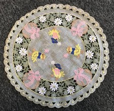 2 Pcs 16" Round Easter Embroidery Lace Chicken Egg Doily Doilies Holiday Party