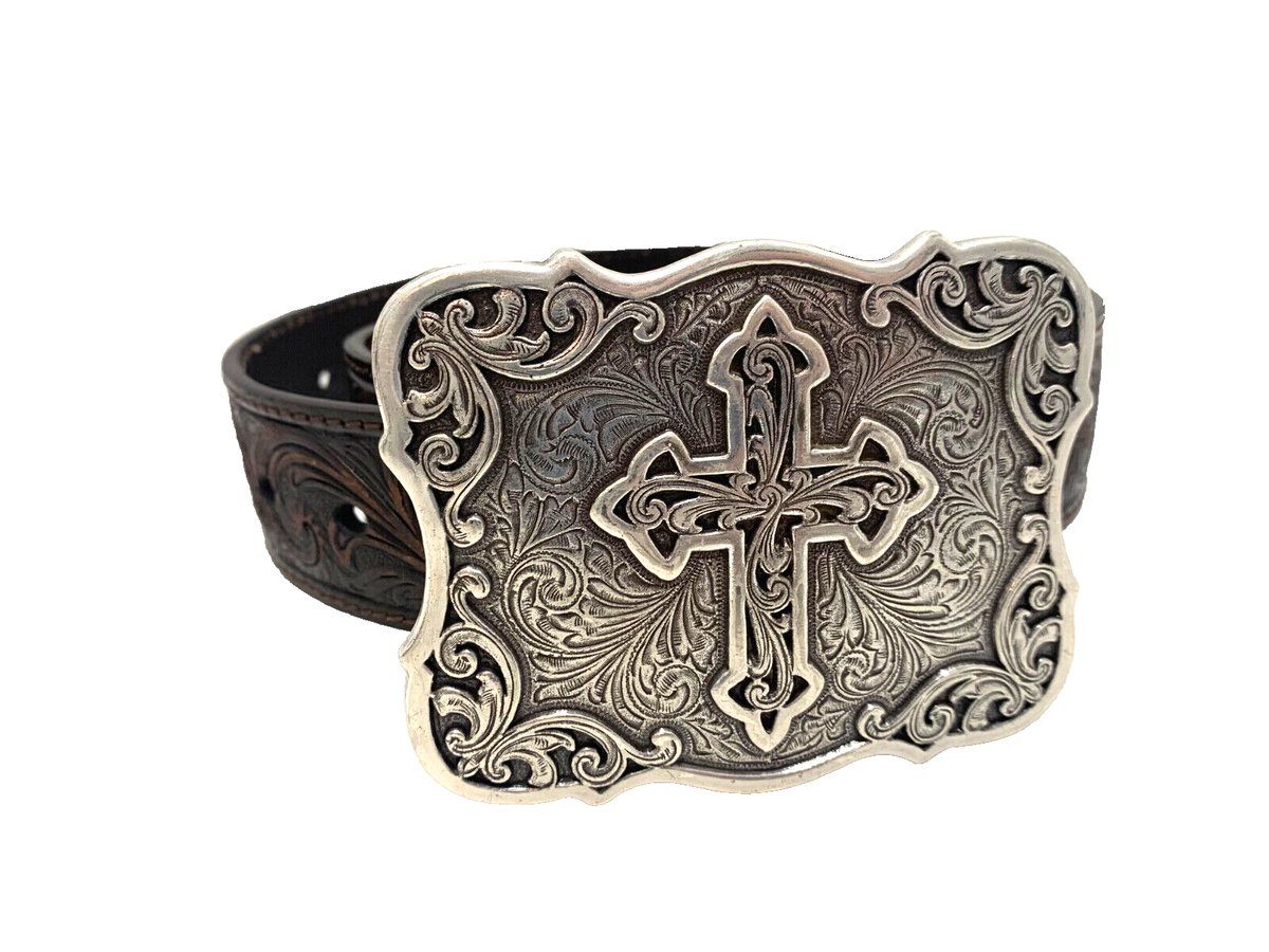 NOCONA Brand Belt  Leather  Buckle  Silver  Cross  Size Large Nocona Belt Co. Women main image 3