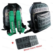 Extra Large Jdm Bride Racing Backpack Green Racing Shoulder Straps With Wallet