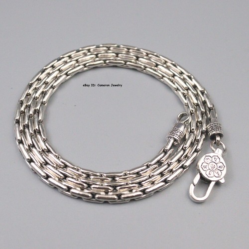 Pure S925 Sterling Silver Chain 3.5mm Snake Bamboo Link Necklace 18-26inch - Picture 3 of 4