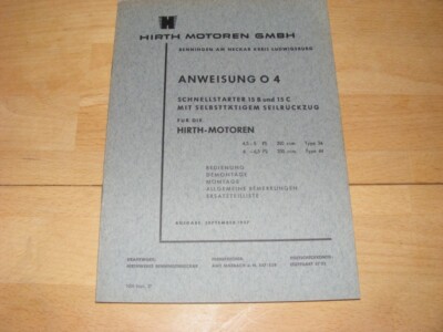 Reversierstarter Hirth Betriebsanleitung Anleitung Ersatzteilliste ETL BA 