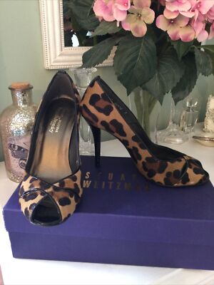 Stuart Weitzman for Russell & Bromley Schuhe, UK Größe 5, Tierfell Peeptoe, neu