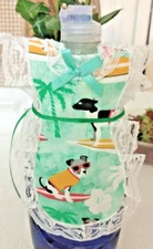 Surfing Dog Print Apron Cover-up Pancake Syrup Catsup Dish Soap Bottle Fun Gift