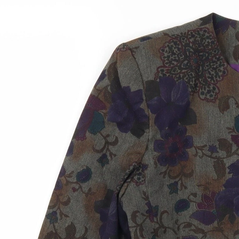 Kasper Womens Purple Floral Jacket Size 12 Button - Image 3 of 4