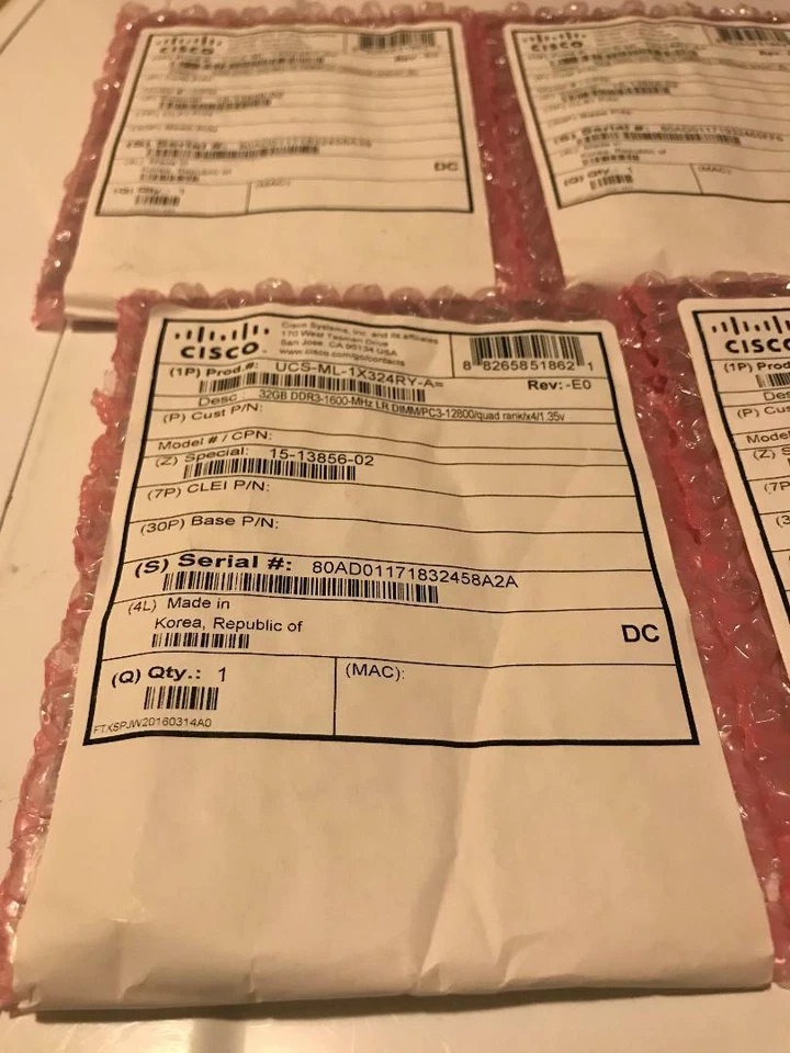 NEW Cisco UCS-ML-1X324RY-A 32GB DDR3-1600-MHz LR DIMM/PC3-12800 Quad Rank - Image 3 of 3