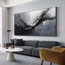 Black  Wall Art Paintings Hand Painted Abstract Oil Painting on Canvas