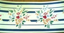 Waverly Wallpaper Border Colorful Flowers Posies Abstract Blue Kitchen 554373