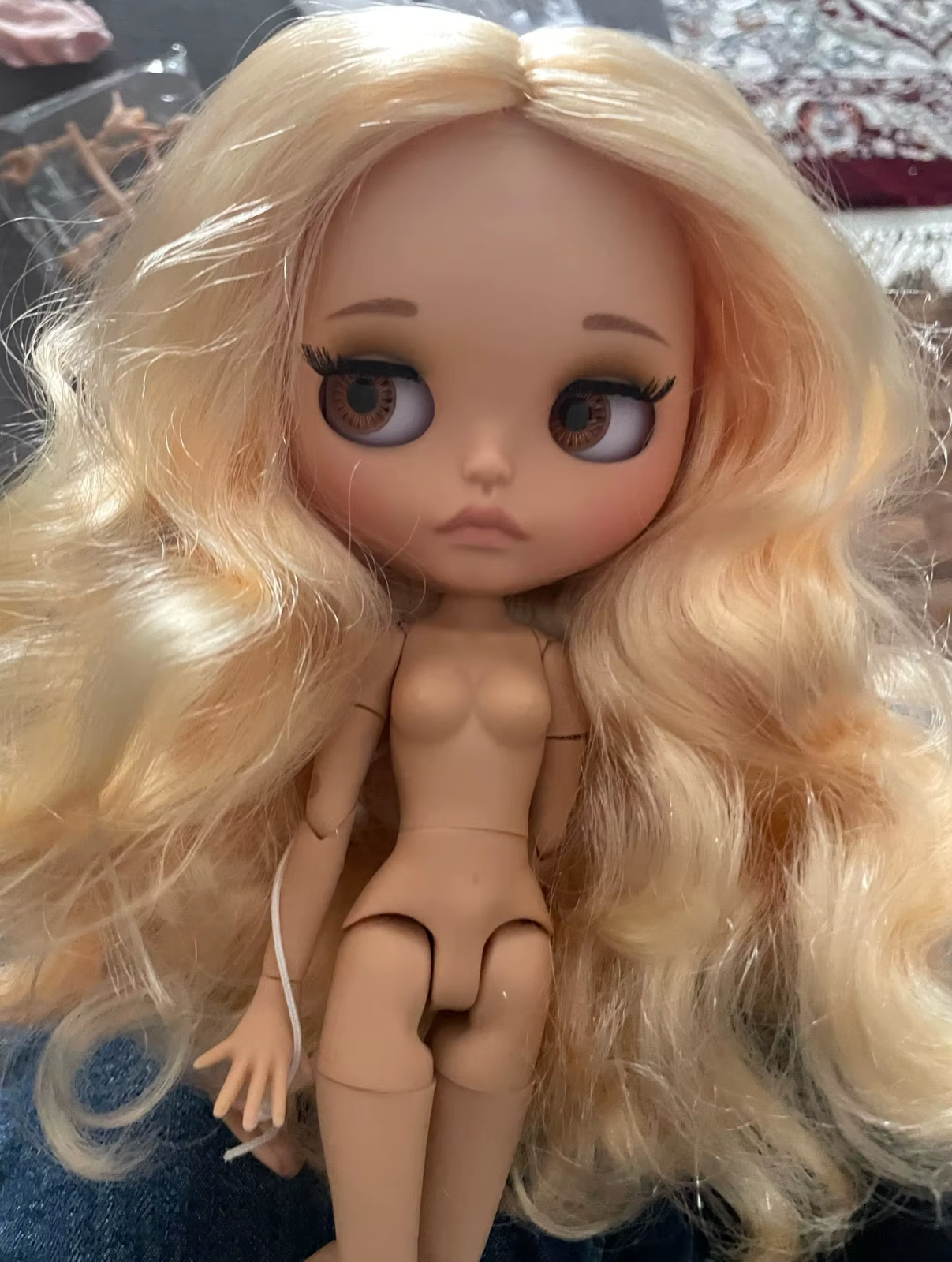 Blythe Doll with Matte Face Big Lips Jointed Body Hair Wig BJD Toy 4 Eye Colors