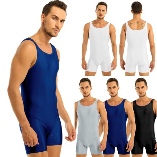 Men's Singlet Bodysuit Short Jumpsuit Body Shape Gym Fitness Sportswear Unitard - Picture 3 of 53