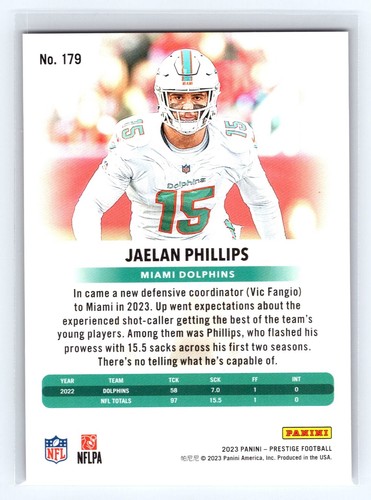2023 Panini Prestige Jaelan Phillips Red Xtra Points SP /599 MIAMI DOLPHINS - Picture 2 of 2