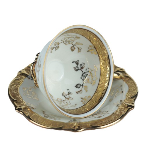 Vintage Schumann Bavaria Demitasse Cup & Saucer – Gold Trim and Floral, 4.5" - Picture 5 of 8