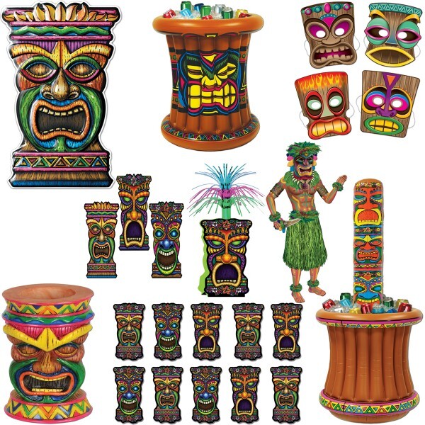 Set De Decoración Para Fiesta De Tiki Hawaii En La Playa De Verano