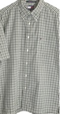 Tommy Hilfiger S/S Shirt XL Button-Down Green Plaid Algodon CottonVTG