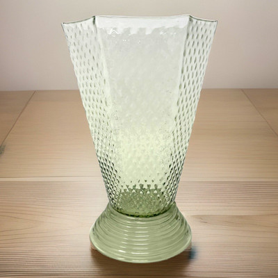Vintage Clear Green Glass Capucine Jaliska Glassware Flat Tumbler 5 in 10 oz EUC