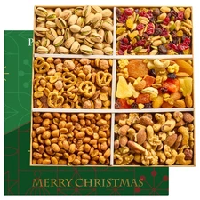 Mixed Nuts Christmas Gift Basket - Gourmet Holiday Christmas Snacks Box for A...