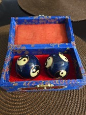 Yin Yang Baoding Balls Original Brocade Box Chinese Health Stress Therapy Balls