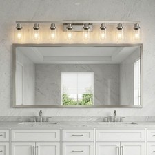 51" Modern Nickel Vanity Light 8 Lights Wall Lamp Fixture Bathroom Mirror Sconce