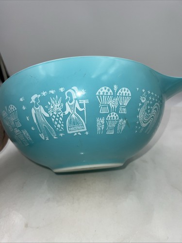 Vintage Pyrex Amish Butterprint Turquoise 4 Qt Cinderella Bowl 444 - Picture 12 of 12