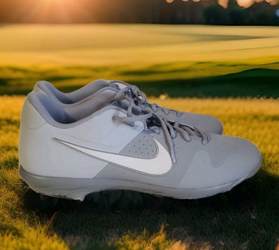 Nike Men's Alpha Huarache 3 Varsity Low Baseball Cleats, Wolf Grey/White Size 14