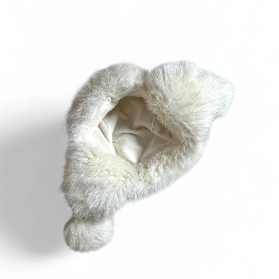 Sombrero de aviador blanco de piel sintética difuso Y2K con bolas blancas talla pequeña Foto 2 de 4