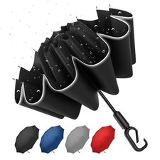 46 Inch Auto Open Close Reverse Umbrella - Windproof 10-Rib UV Protection, Ca...