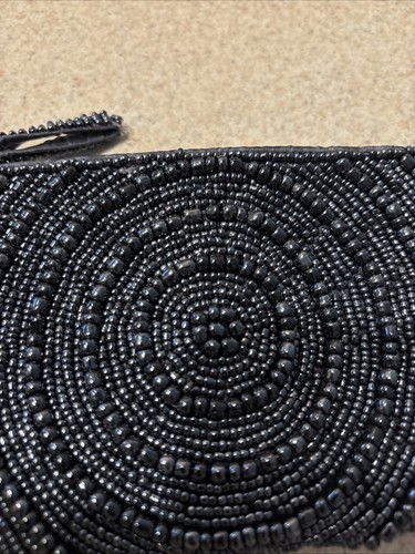 "Bolso clutch de noche cartera con cuentas negro 3,5"" x 5,5""" - Imagen 4 de 7