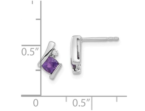1/2 Carat (ctw) Amethyst Stud Earrings in Sterling Silver - Picture 4 of 4