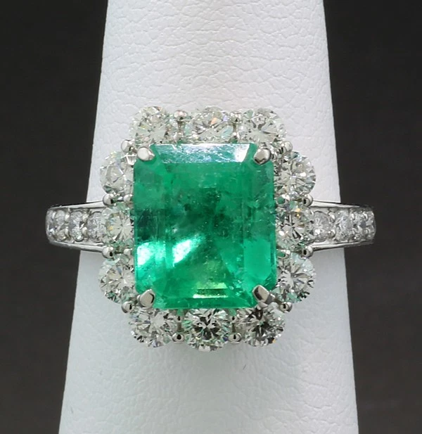 Wert 21.000 Euro Smaragd-Brillant-Ring 5,30 carat Kolumbien Unikat 900er Platin - Bild 2 von 4