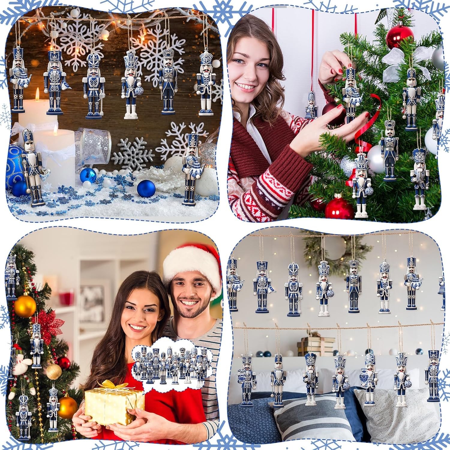 Barydat 36 Pcs Christmas Nutcracker Ornaments for Tree Blue and White... 