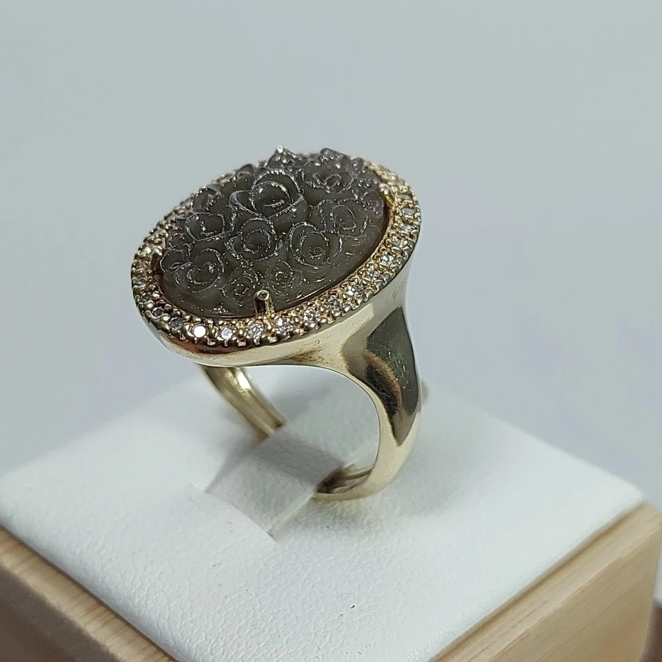 Anello Argento 925 Donna Elegante con Centrale Ovale Decorato Misura Regolabile - Immagine 2 di 4