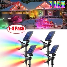 1-4 Pack Solar RGB 7Color Change Spotlight Outdoor Garden Pathway Lawn Wall Lamp