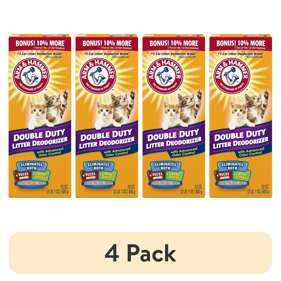 ARM & HAMMER (4 Pack) Cat Litter Deodorizer Double Duty, 33 Oz